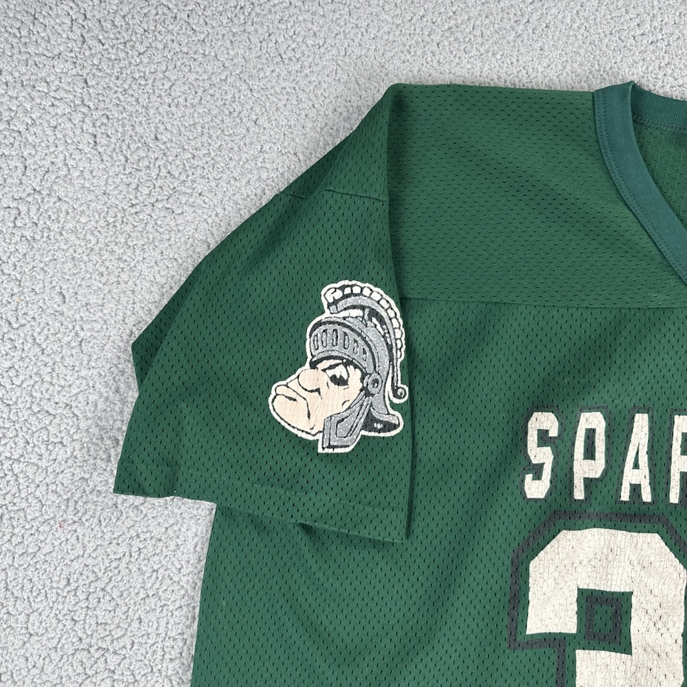 VTG 90s Logo 7 Michigan State Football Jersey #35 Men XX 54-56 Green Made in USA - Picture 9 of 16